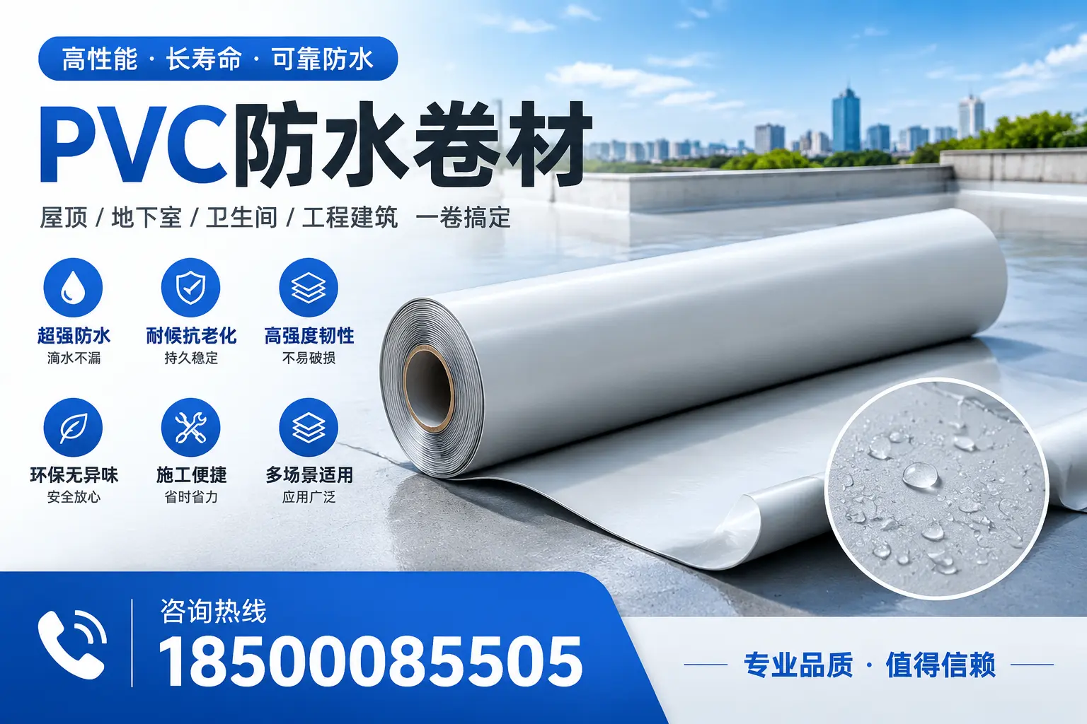 PVC防水卷材的防水效果评测，适合六盘水的科学依据